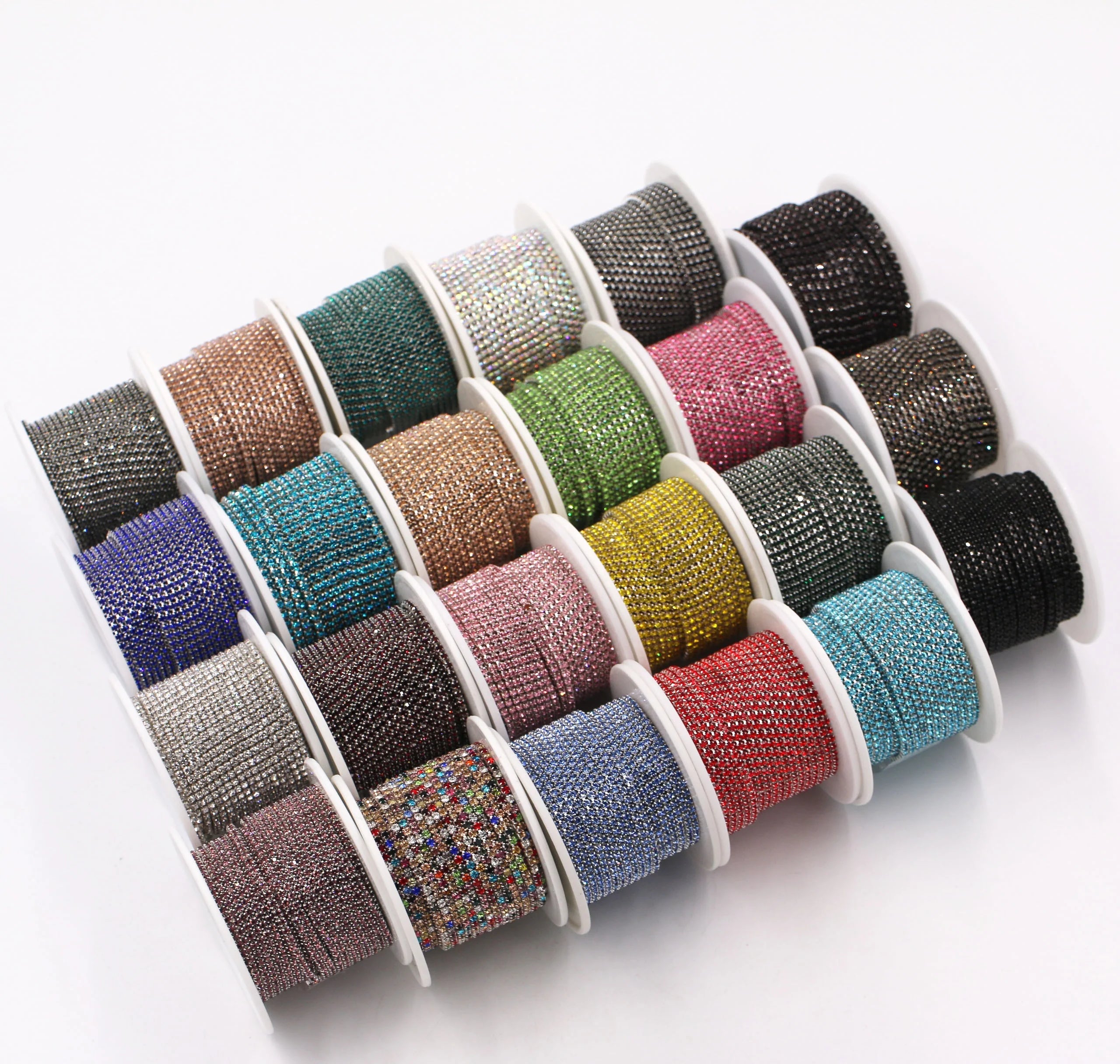 HFOUR SS4 SS6 SS8 SS10 SS12 SS16 Round Flatback Glass Loose Rhinestone Cup Chain Silver Base Sew-on for Dress Decoration