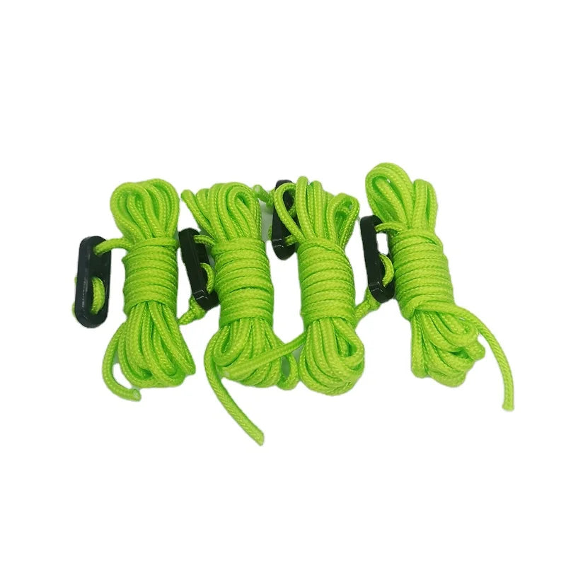 Outdoor 4 Pack/bag 3m Long Packed No Tab 3mm Nylon/Polyester Braided Camping Tent Guide Rope All Seasons Customizable Color