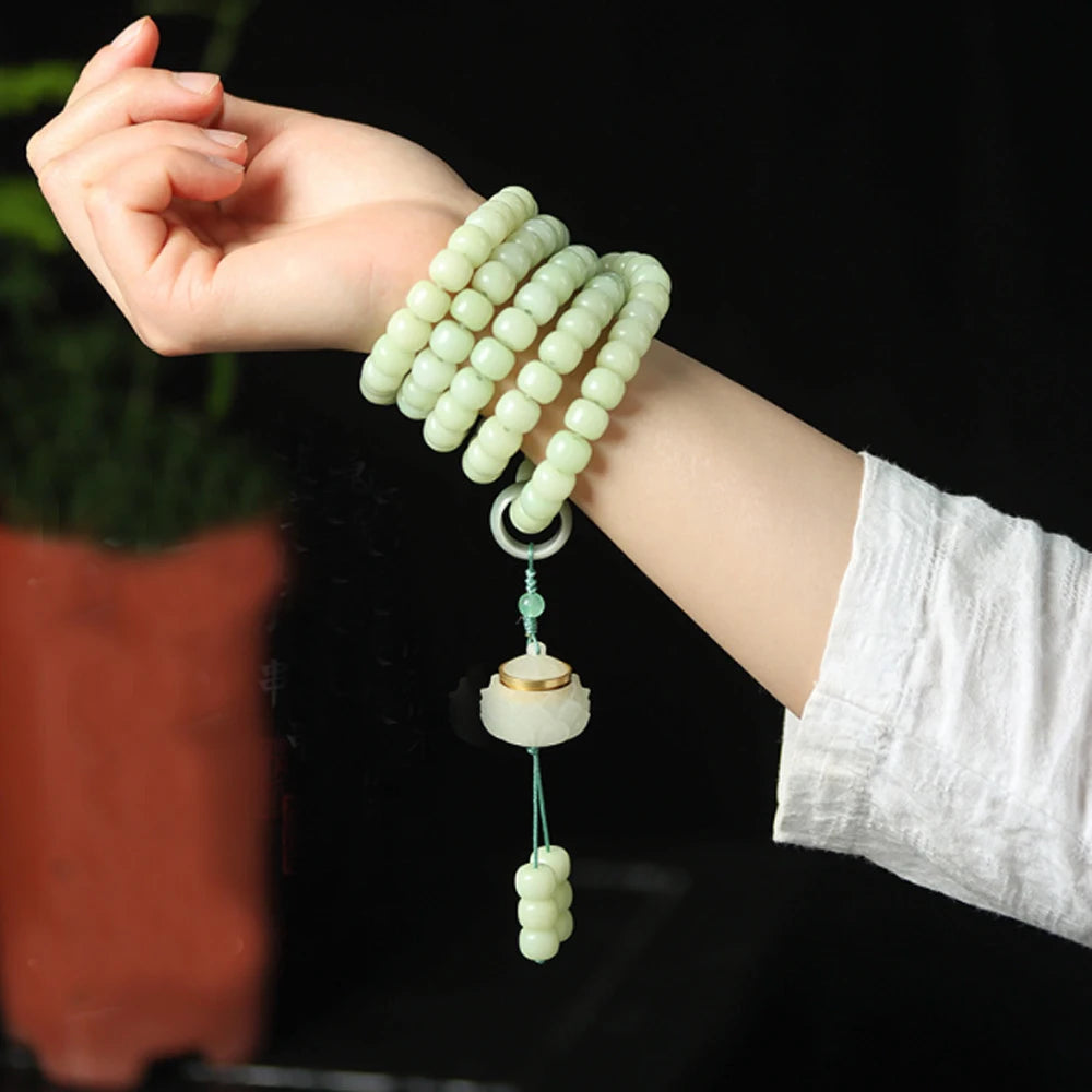 Handmade Boho 108 Genuine Bodhi Seed Beads Mala in Buddhism for Buddhist Prayer Beads Yoga Meditations