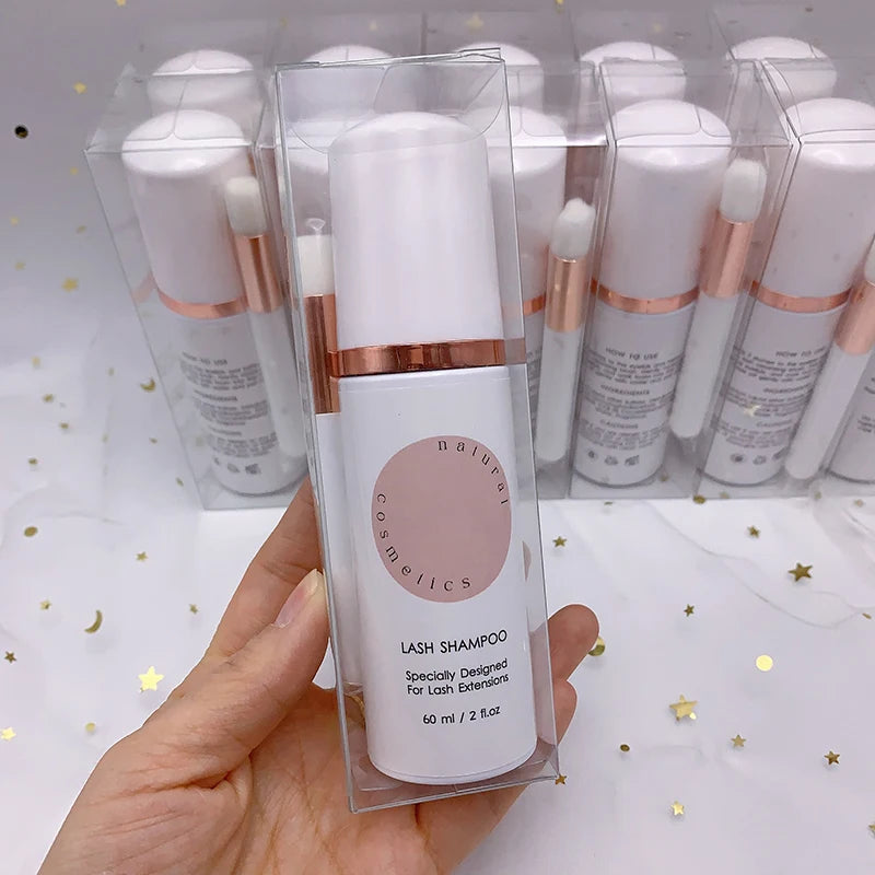 Custom Bulk Eyelash Extension Foam Bath Cleanser Concentrate Oil Free Lash Shampoo Bottle Brush Kit