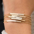 Custom Personalized Name Skinny Gold Bar Bracelet Minimalist 925 Sterling Silver Engraveable Bracelets for Women