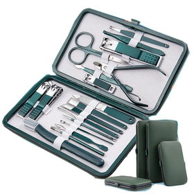 7/10/12/18pcs Stainless Steel Nail Clipper Set Travel Grooming Set Manicure Pedicure Green Nails Cutter Kits