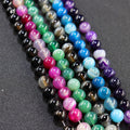 Top Quality Multicolor Striped Banded Agate Sara Gemstone Loose Beads for Jewelry Making 10mm Beads