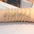 BC1506 Dainty Mini Minimalist Tiny 18K Gold CZ Diamond Cross Charm Tennis Bracelet Catholic Jewelry Religious Bracelet