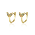 Minimalist Cubic Zirconia Gold Plated Jewelry Gift 925 Silver Sterling Fishtail Hoop Earrings
