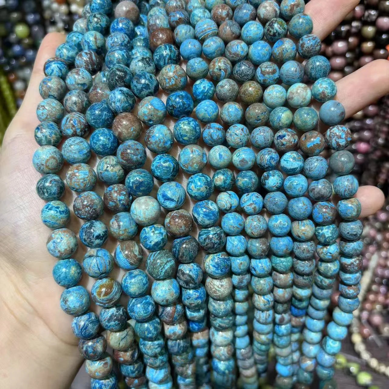 Natural Matte Polishing Blue Autumn Jasper Blue Lace Agate Dream Lapis Lazuli Loose Beads for Jewelry Making Stone Beads