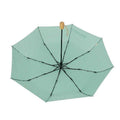 Classic Design 3-Fold Folding Umbrella with Frosted Wood Handle Strong Windproof Manual Open Close for Adults