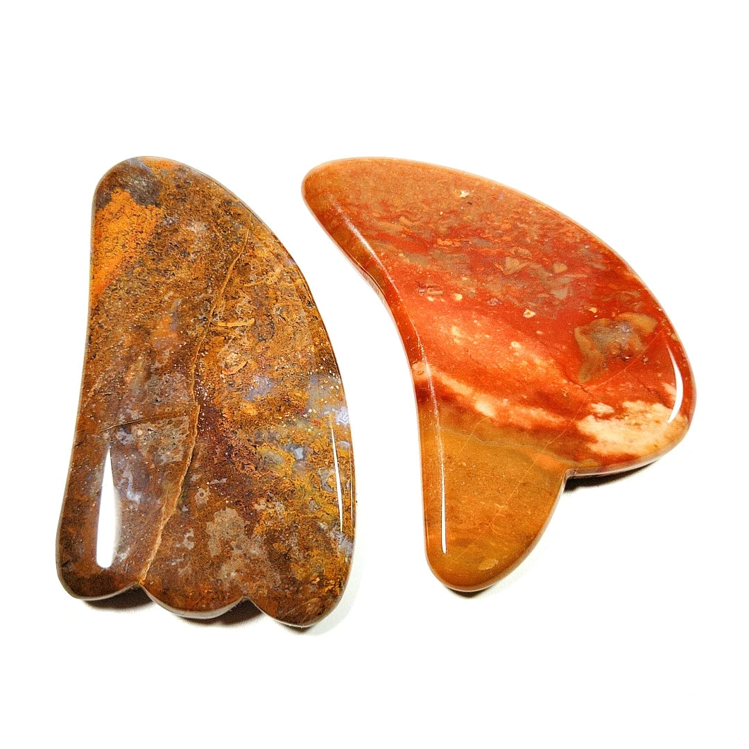 HY Best Memento Spiky Mookaite jasper Gua Sha Board Spiky Guastone for Beautiful Skin Scraping Guasha Treatment