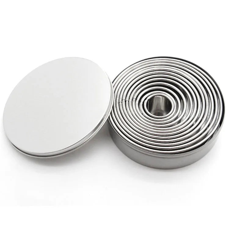 Round Shaped Biscuit Mold DIY 12pcs Stainless Steel Cake Tools Set Cookie Cutters