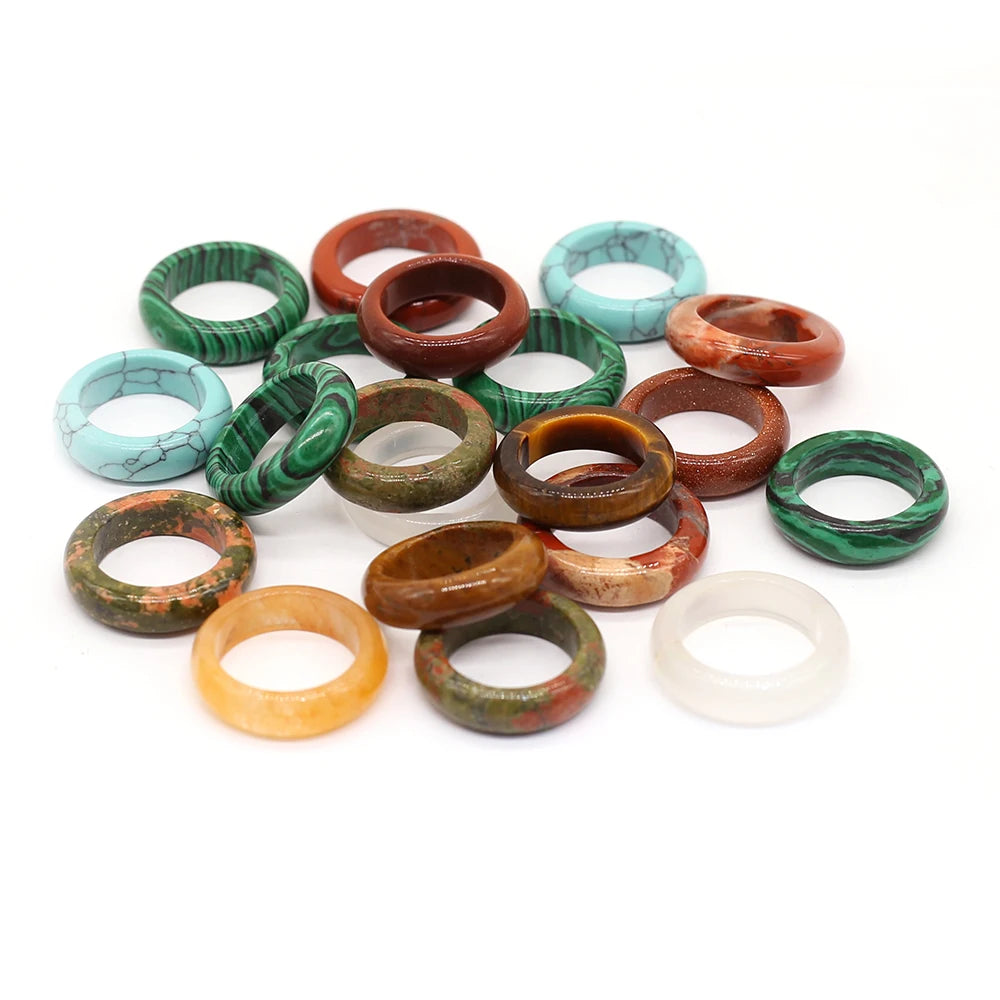 Natural Stone Rings Many Style Turquoise Stone tiger Eye Sodalite Blue Sand for Charms Jewelry Gift Rings for Woman