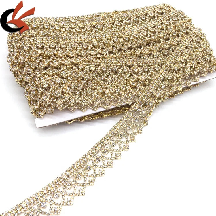 Hot Selling New Rhinestone Beaded Strass Lace Crystal Rhinestone Trim for Garment Accessories