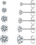 Stud Earrings Hypoallergenic Cubic Zirconia 316L Earrings Stainless Steel CZ Earrings 3-8mm