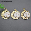 Wholesale New Design Nickel Free Metal Brass Anti Fading Gold Plated CZ Pave Enamel Round Sun Star Charms Pendants