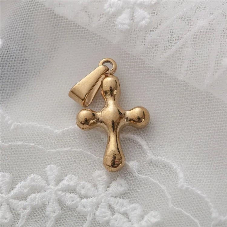 High Polishing Gold Plated Jewellery Stainless Steel Cross Charms Pendant for Women