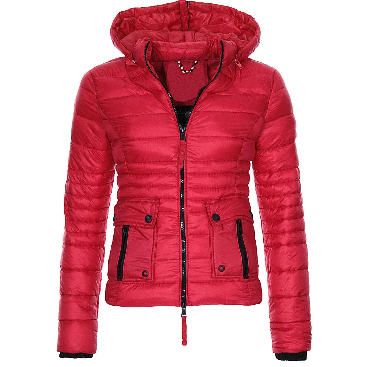2024 New Custom Ladies Padded Down Jacket Short Slim Lightweight Coat Winter Warm Women Hooded Jacket