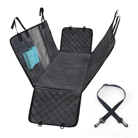 Waterproof Non-Slip Anti-Scratch Pet Dog Car Seat Cover for Back Seat with Mesh Window Side Flaps and Storage Pockets