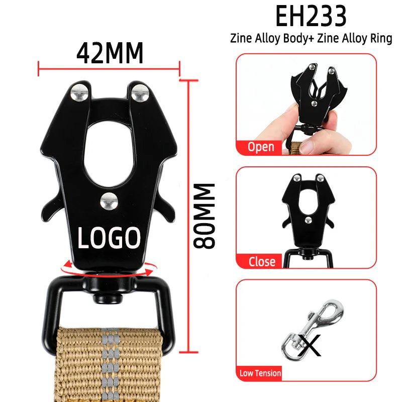 EH233 Custom Zinc Alloy Steel Frog Swivel Carabiner 15/20/25/38MM Dog Pet Carabiner Hook for Mining