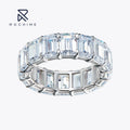 Rochime Prong Set Emerald Cut Wedding Band  S925 Silver Rhodium Plated  5a Zircon Rings for Women
