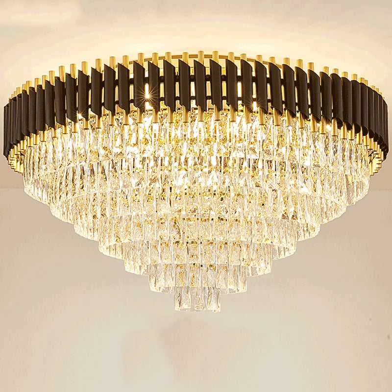 Modern Luxury K9 Crystal Chandelier Ceiling Light Brightness Living Room Bedroom Conference Hall Ceiling Light with Black Parts