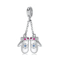 Snowflake Patterned Mitts Pendant New Designer Charms 925 Sterling Sliver Bead Fit Original Bracelet DIY Christmas Jewelry