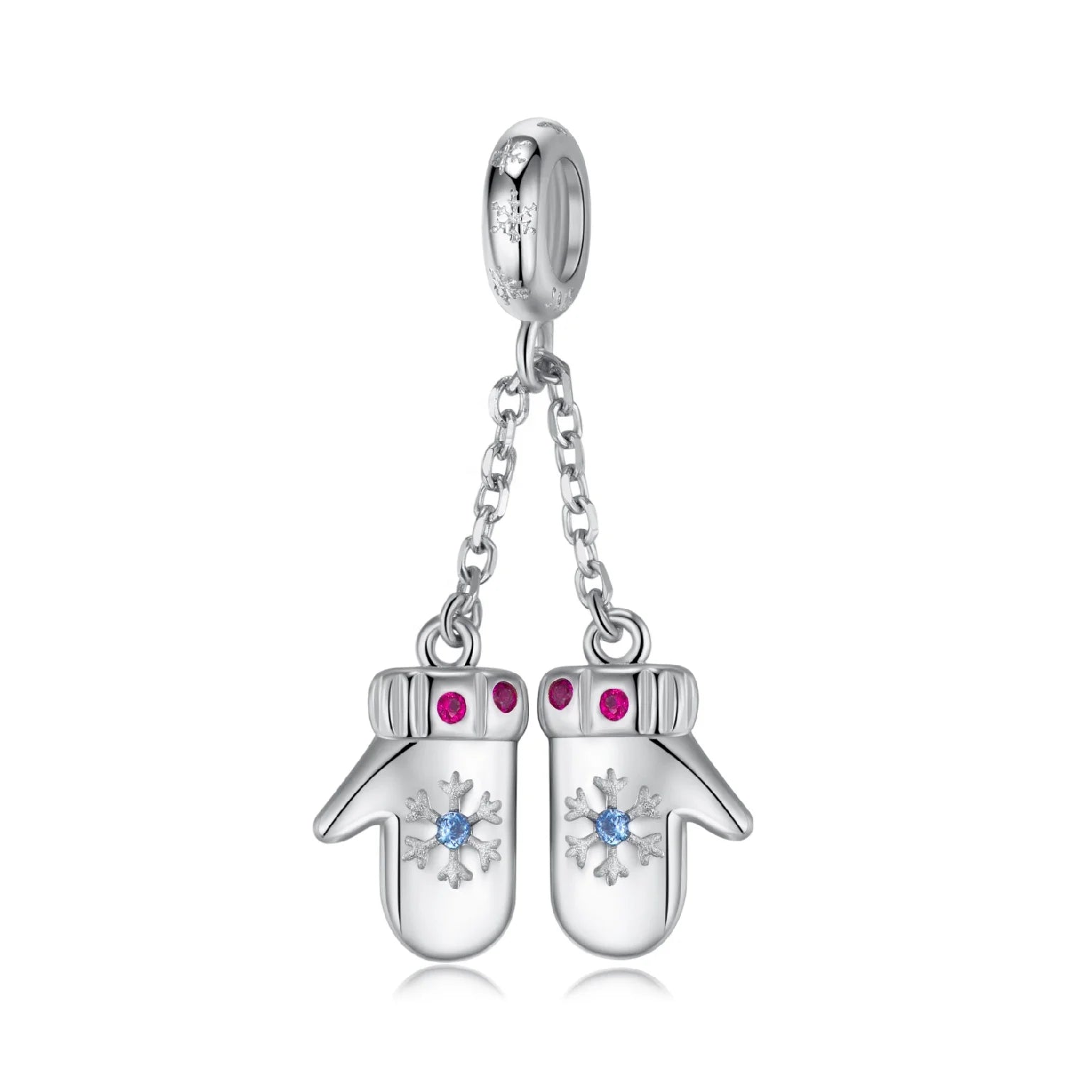 Snowflake Patterned Mitts Pendant New Designer Charms 925 Sterling Sliver Bead Fit Original Bracelet DIY Christmas Jewelry