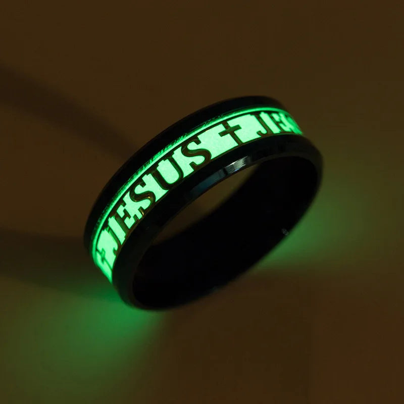 Wholesale Easter Gift Luminous Christian Jewelry Religious Jesus Ring Ornaments