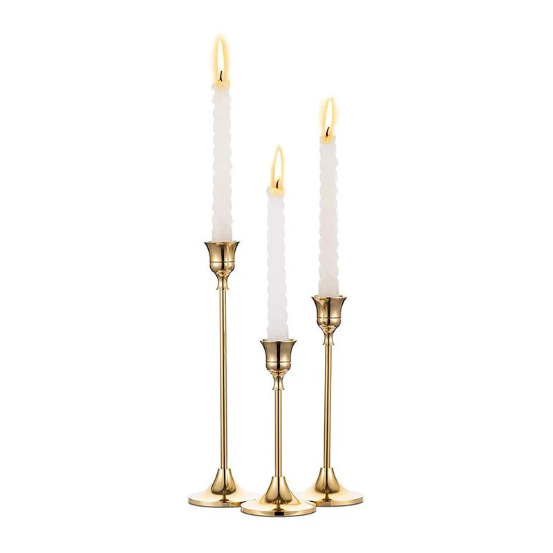 Wholesale Metal Taper Candle Holders Brass Candlestick Holders for Wedding Holiday Party Decoration