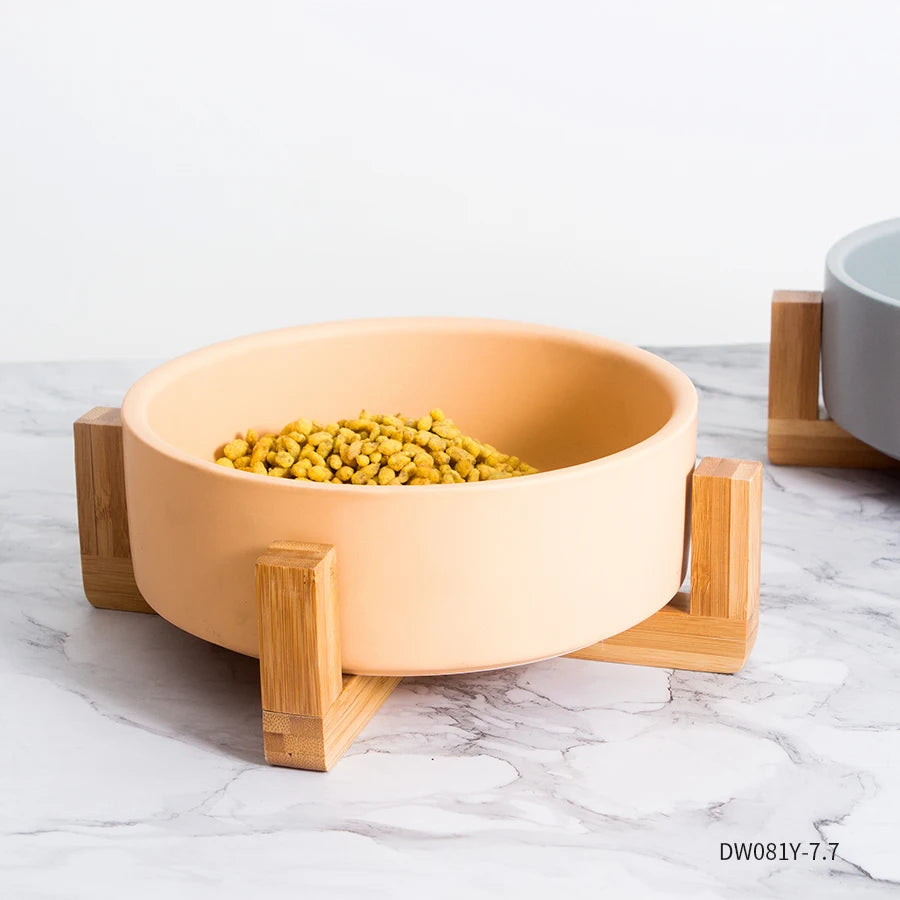 Custom Printed Rounded Cat Bowl Elevated Dog Food Water Feeders Sustainable Ceramic Pet Bowl with Stand