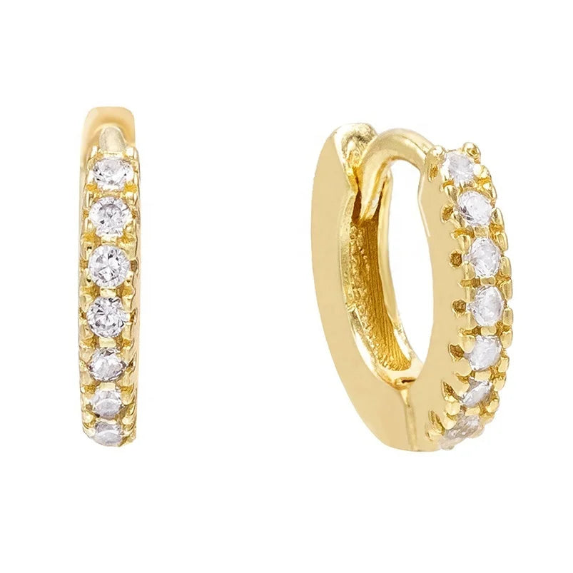 New Arrivals 925 Sterling Silver 18k Gold Hoops Diamond Cz Women Huggie Earrings