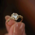 XINHUAQIAN Copper Gold-Plated Crystal & Rhinestone Geometric Setting Trendy Ring for Unisex Wedding/Anniversary Gift