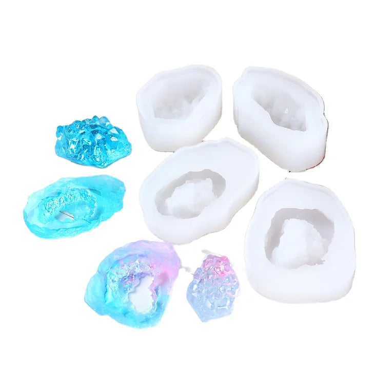 10393 Natural Stone Resin Mold Crystal Quartz Rock Cluster Geode Druzy Gem Pendant Silicone Mold