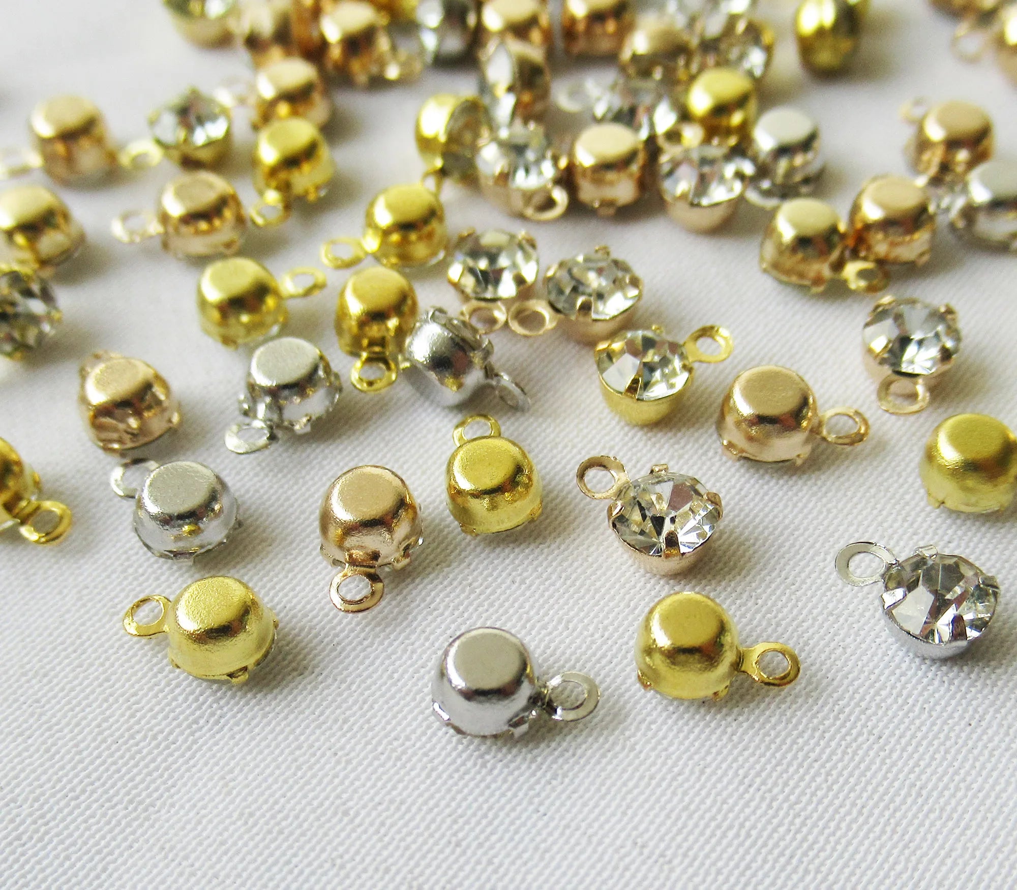 500pcs/pack 4mm Clear Rhinestone End Charm Brass Setting Jewelry Making Finding