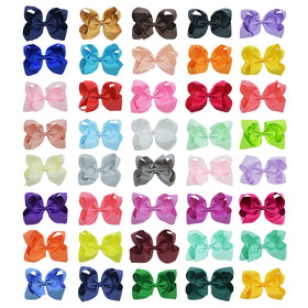 HZO-23092 8 Inch Girls Kids Boutique Solid Color Grosgrain Ribbon Large Bow Hair Clip Alligator Clip Hair Bow With Clip