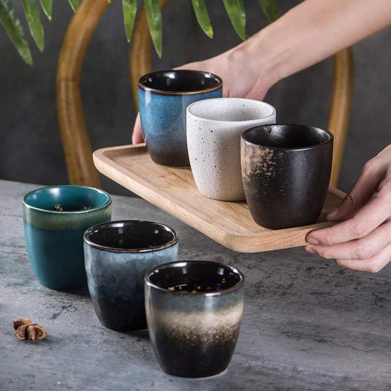 Japanese Korean Style Blue Color Ceramics Porcelain Tea Cups Best Selling Hand Painted Water Mug Ceramic Cup