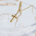 Chris April in Stock 18k PVD Gold Plated 316L Stainless Steel Vintage Double-layers Cross Pendant Charm Necklace