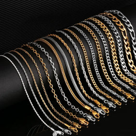 Wholesale Stainless Steel Chain 18K Gold Plated Chain Cadena De Oro Hip Hop Jewelry Miami Cuban Curb Chain Herringbone Link