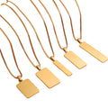 New Waterproof  Logo Stainless Steel Blank Rectangular Bar Pendant Necklace DIY Engraving  Necklaces for Gift