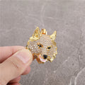 Hip-hop Wolf Brass Pendant Insert Zircon Necklace 18K Gold Plated Jewelry for Men