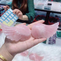 Wholesale Quartz Stone Gem Carving Natural Rose Quartz Angel Crystal Wing Carving for Home Decor
