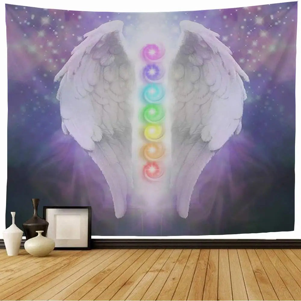 Custom Black and White Angel wings Art Pattern Tapestry Home Bedroom Living Room Dormitory Wall Decoration Background Cloth