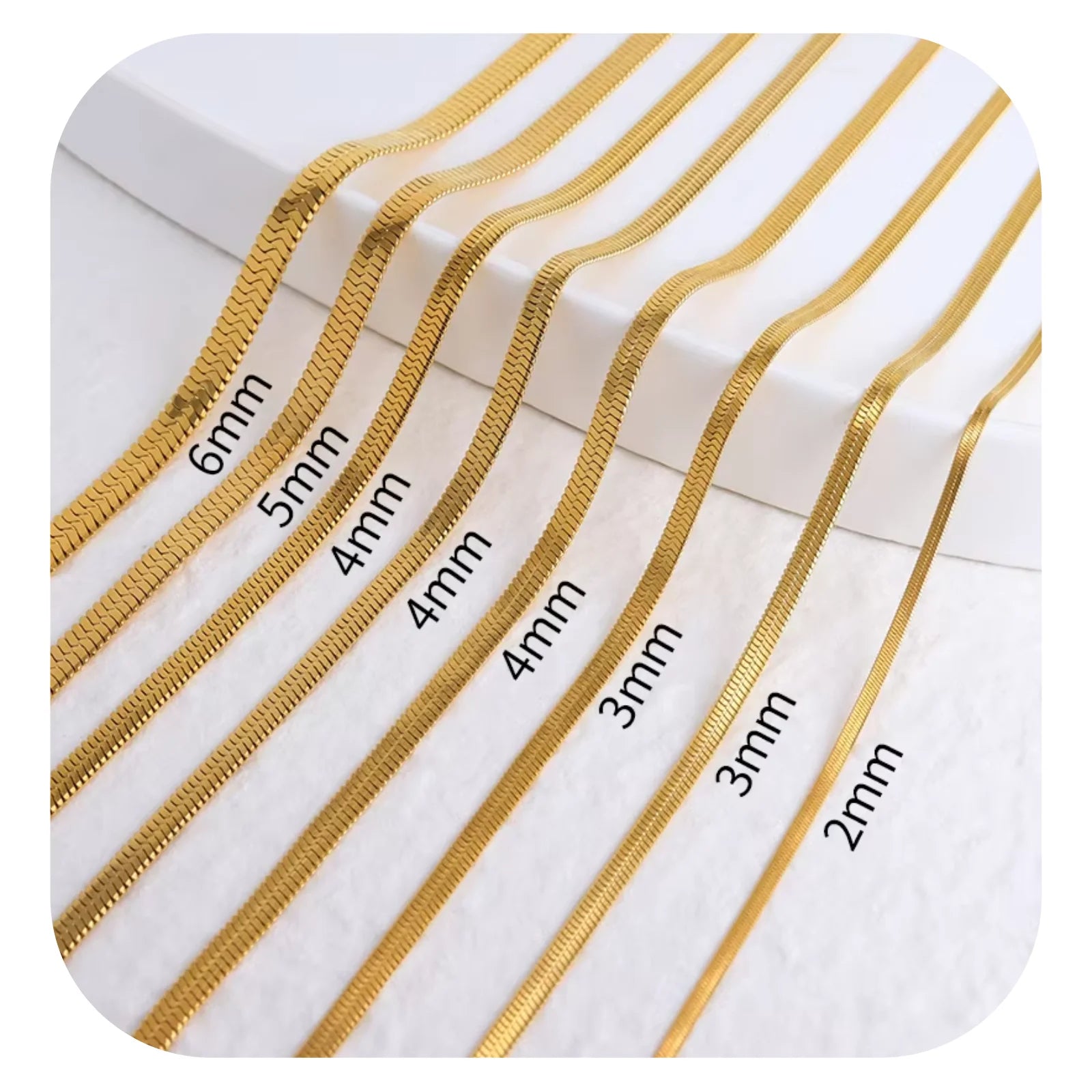2mm -6mm Minimalist Stainless Steel Collier Waterproof Herringbone Chain Link Layered Gold Snake Chain Women Necklace