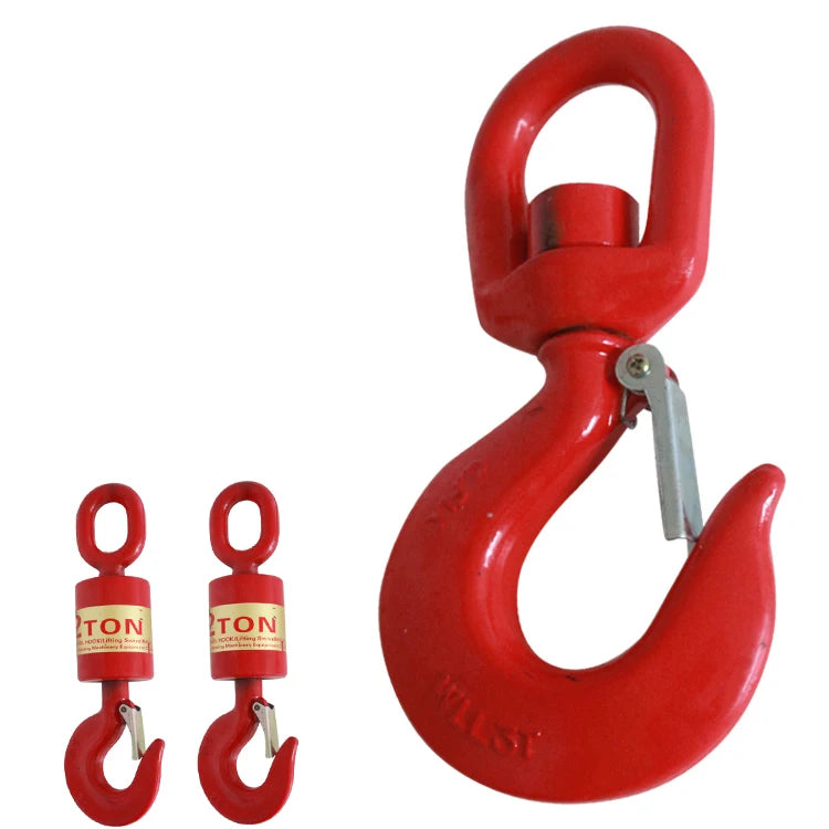 Safety Latch Rotatable Grade 80 2 Ton Swivel Hook for Heavy Industry Lifting-Heavy Duty Crane Hook with Plain Finish
