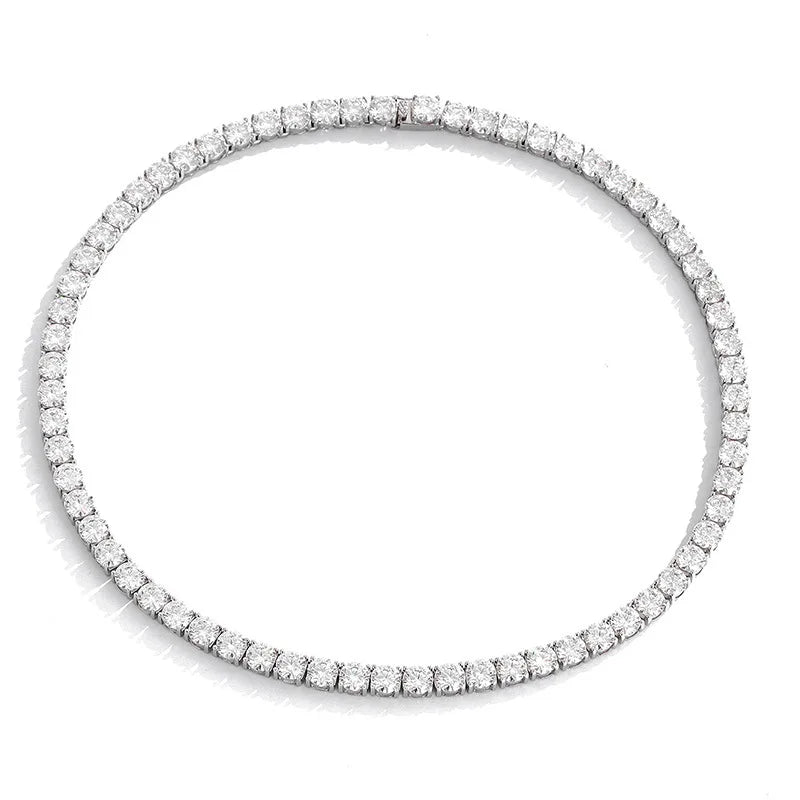 Silver 925 Original 1 Carat Brilliant Cut Diamond Test Past All 6.5mm D Color Moissanite Tennis Necklace for Women Fine Jewelry