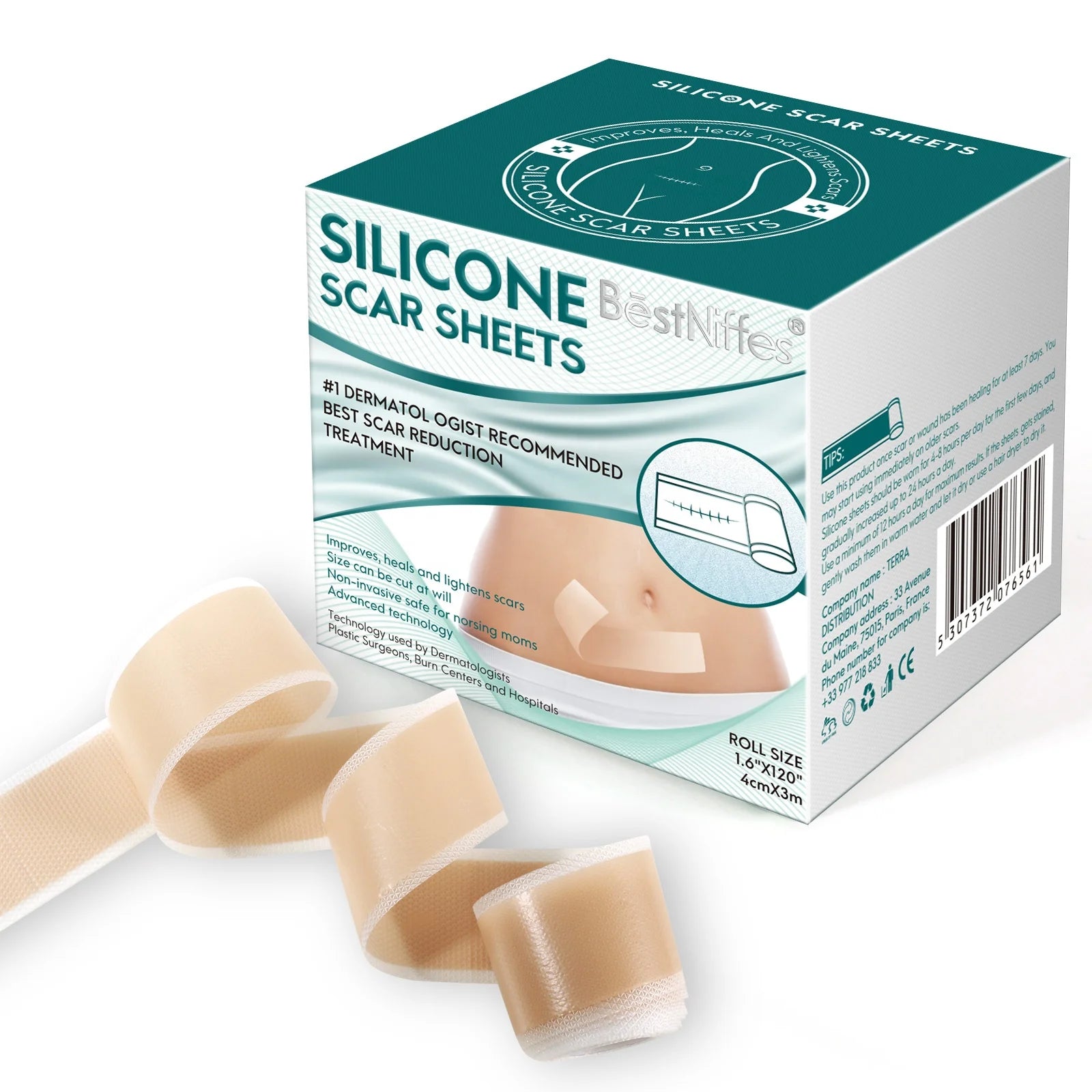 BESTNIFFES Silicone Gel Roll Patch Scar Treatmentreusable Waterproof Silicone Scar Removal Sheetssilicone Scar Remover Tape