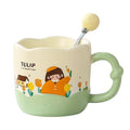 Light Luxury Cute Girl Flower Mug  Creative Coffee Cup and Fresh Style Cup to Children