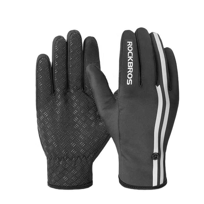 ROCKBROS Winter Warm Gloves Touch Screen Anti Slip Full Finger Motorcycle Racing Gloves