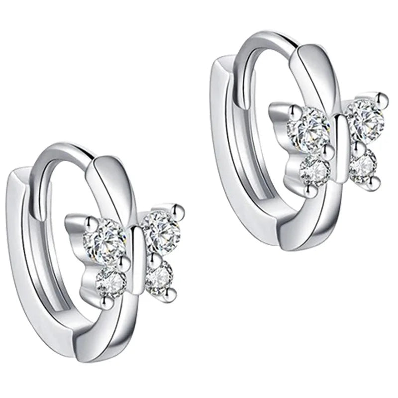 Factory Wholesale  Silver Hot Sale Butterfly Zircon Hook Earrings Simple Temperament Jewelry Gift for Women