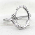 Sterling Silver 10*14mm Semi Mount Ring Empty Frame Blank Support Setting S925 Base Holder Without Center Stone for DIY Inlay