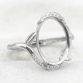 Sterling Silver 10*14mm Semi Mount Ring Empty Frame Blank Support Setting S925 Base Holder Without Center Stone for DIY Inlay