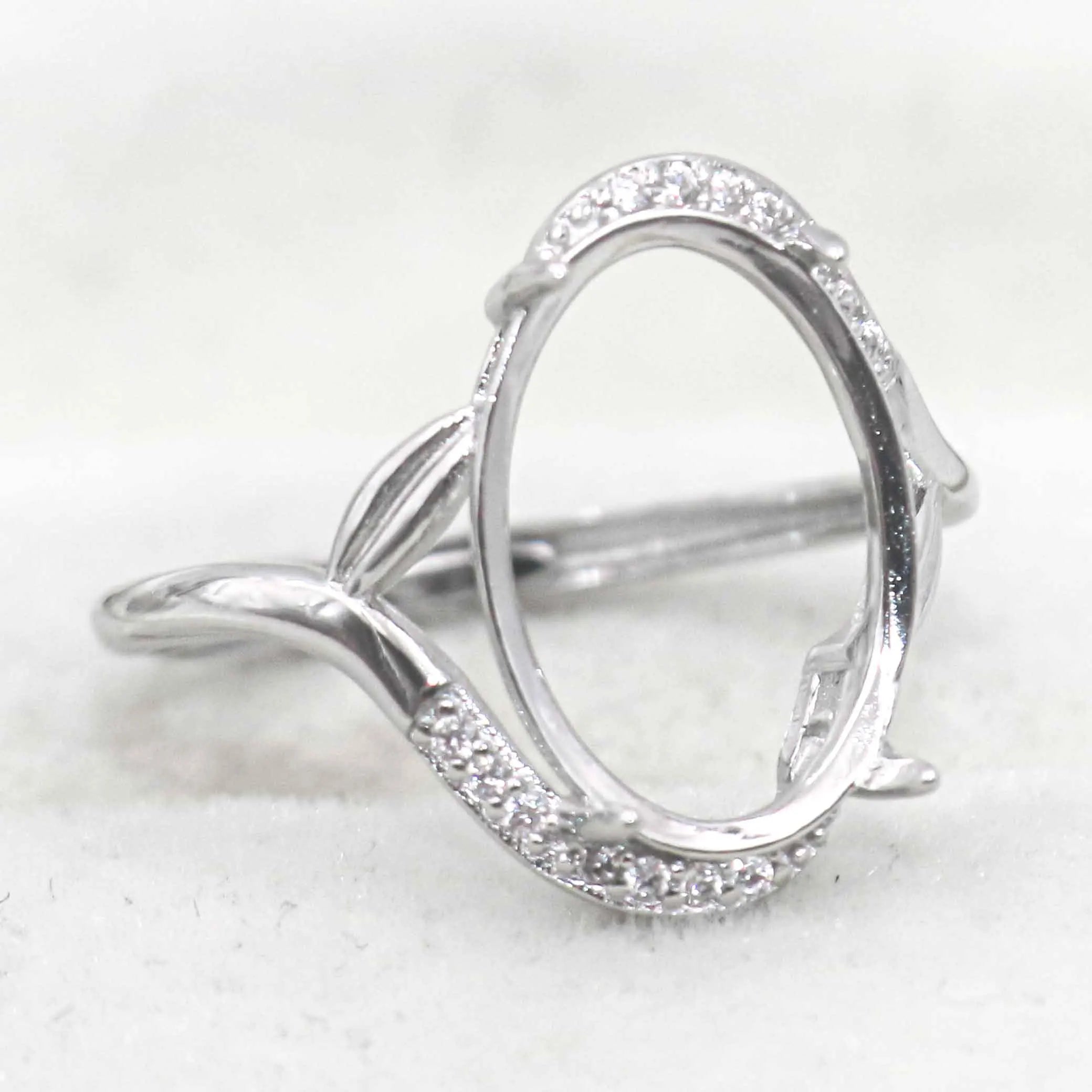 Sterling Silver 10*14mm Semi Mount Ring Empty Frame Blank Support Setting S925 Base Holder Without Center Stone for DIY Inlay